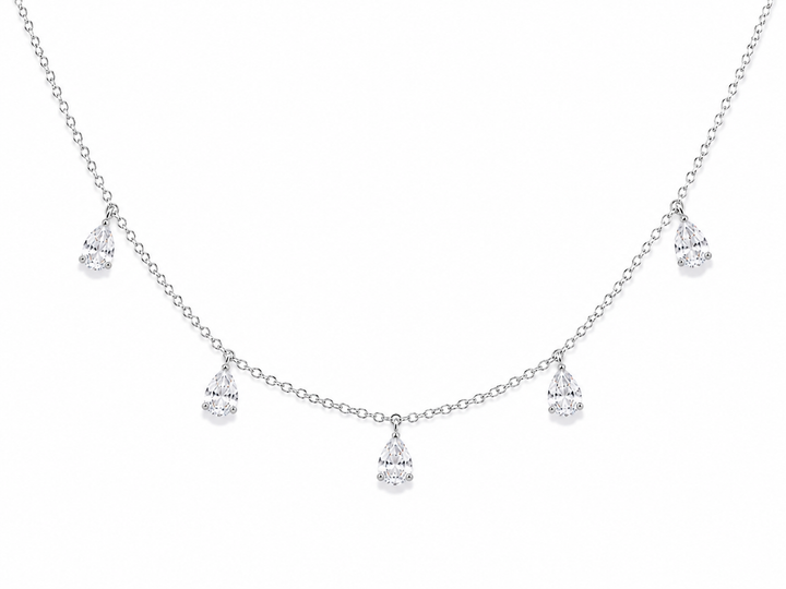 925 Sterling Silver Silver Chain Pendant – Cz Whater Drop Design