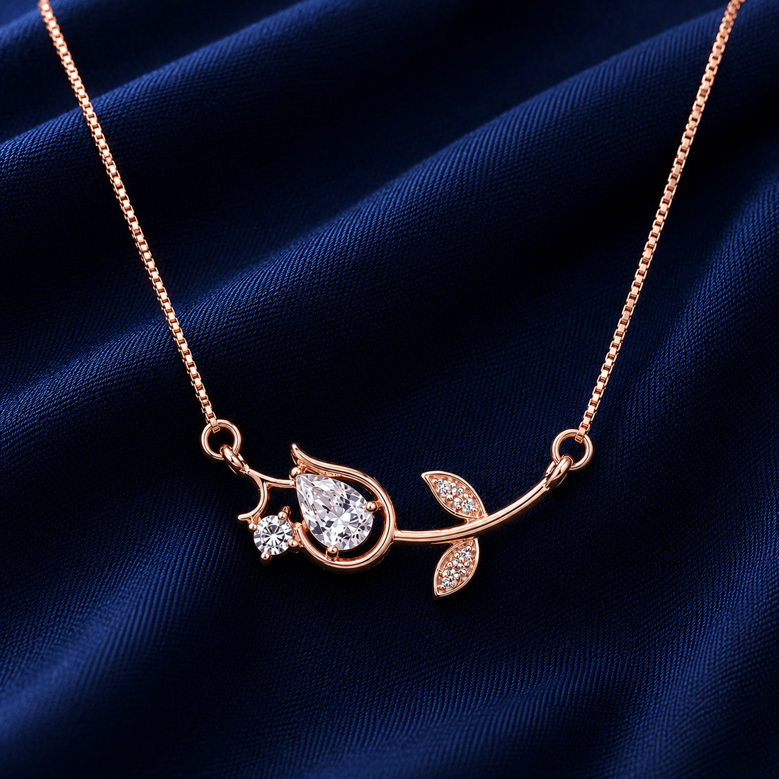 925 Sterling Silver Rose Gold Chain Pendant – Tulip