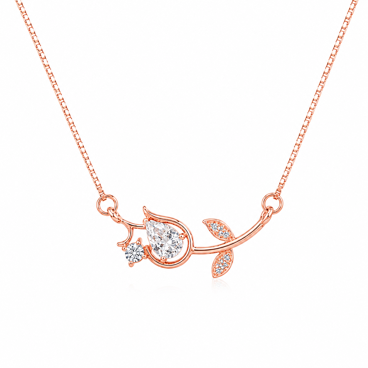 925 Sterling Silver Rose Gold Chain Pendant – Tulip