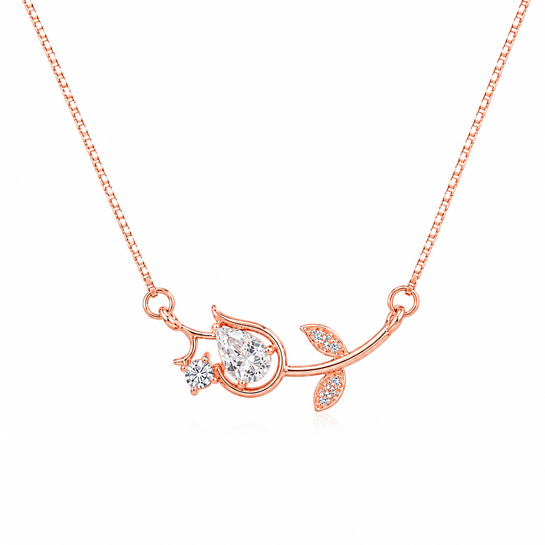 925 Sterling Silver Rose Gold Chain Pendant – Tulip