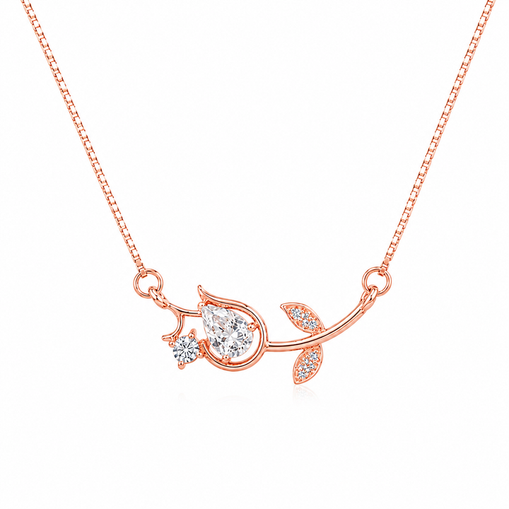 925 Sterling Silver Rose Gold Chain Pendant – Tulip