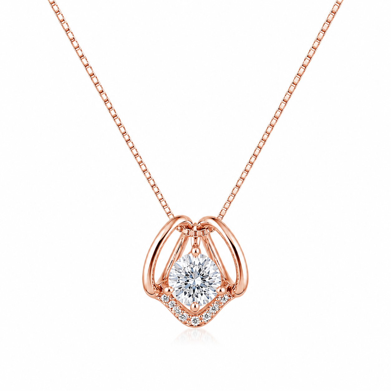 925 Sterling Silver Rose Gold Chain Pendant
