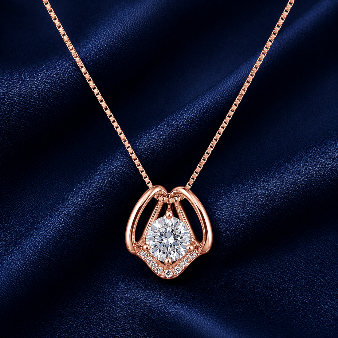 925 Sterling Silver Rose Gold Chain Pendant