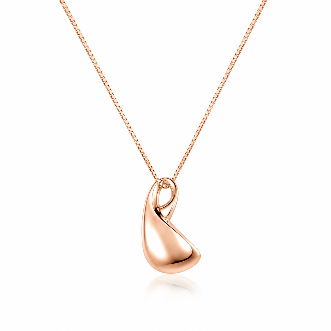 925 Sterling Silver Crescent Moon Pendant Necklace - Rose Gold Finish - alternate view