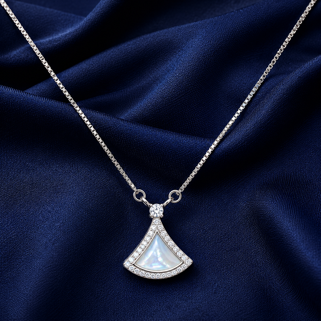 925 Sterling Silver Geometric Triangle Pendant Necklace - Silver Finish - alternate view