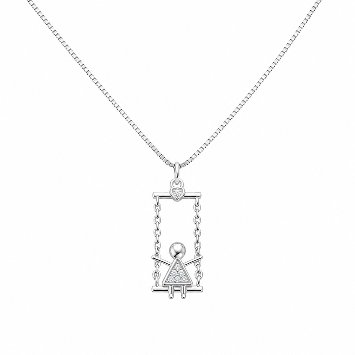925 Sterling Silver Rectangular Baguette Pendant Necklace - Silver Finish - front view