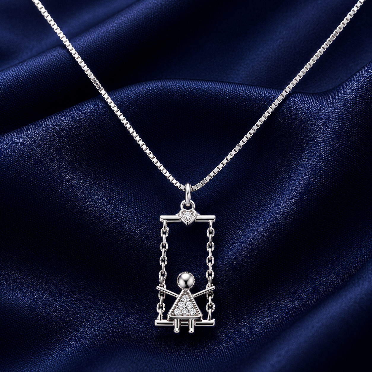 925 Sterling Silver Rectangular Baguette Pendant Necklace - Silver Finish - alternate view