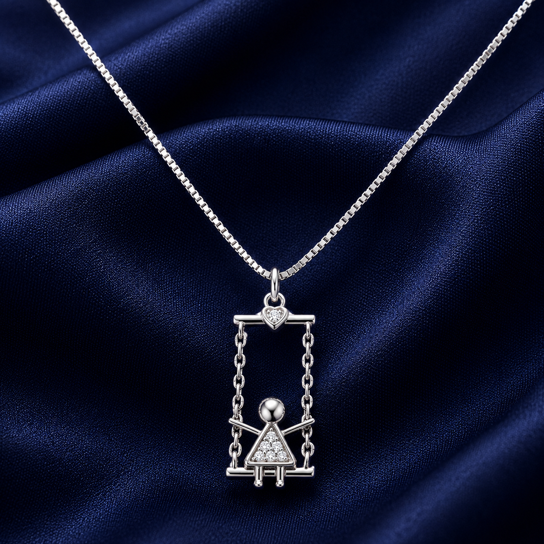 925 Sterling Silver Rectangular Baguette Pendant Necklace - Silver Finish - alternate view