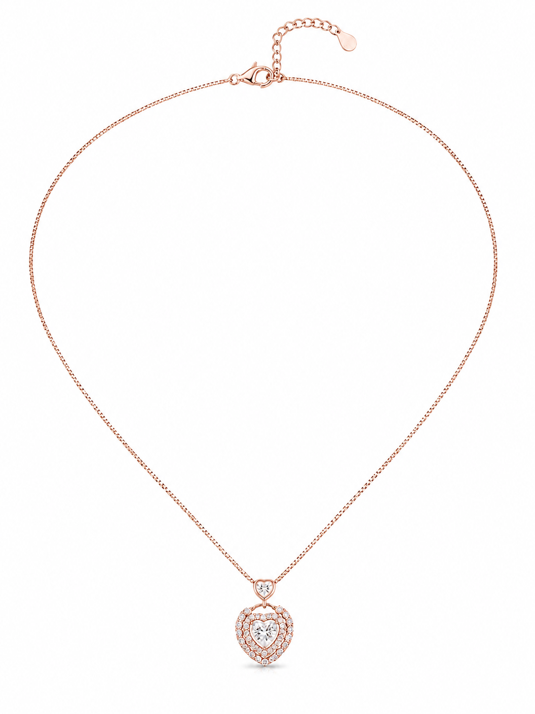 925 Sterling Silver Minimal Teardrop Charm Pendant Necklace - Rose Gold Finish - alternate view