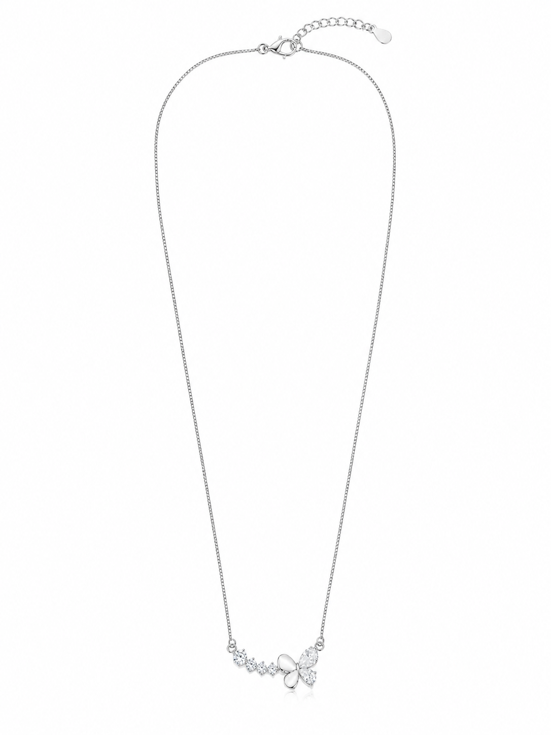 925 Sterling Silver Minimalist Delicate Pendant Necklace - Silver Finish - front view
