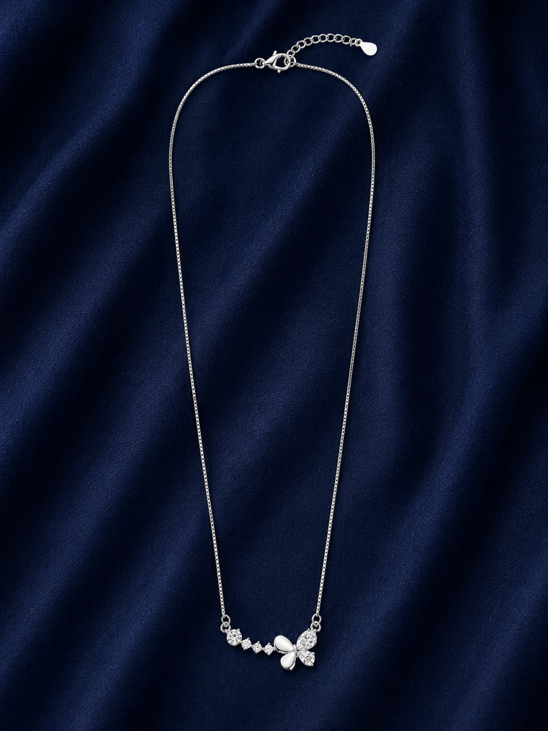 925 Sterling Silver Minimalist Delicate Pendant Necklace - Silver Finish - alternate view
