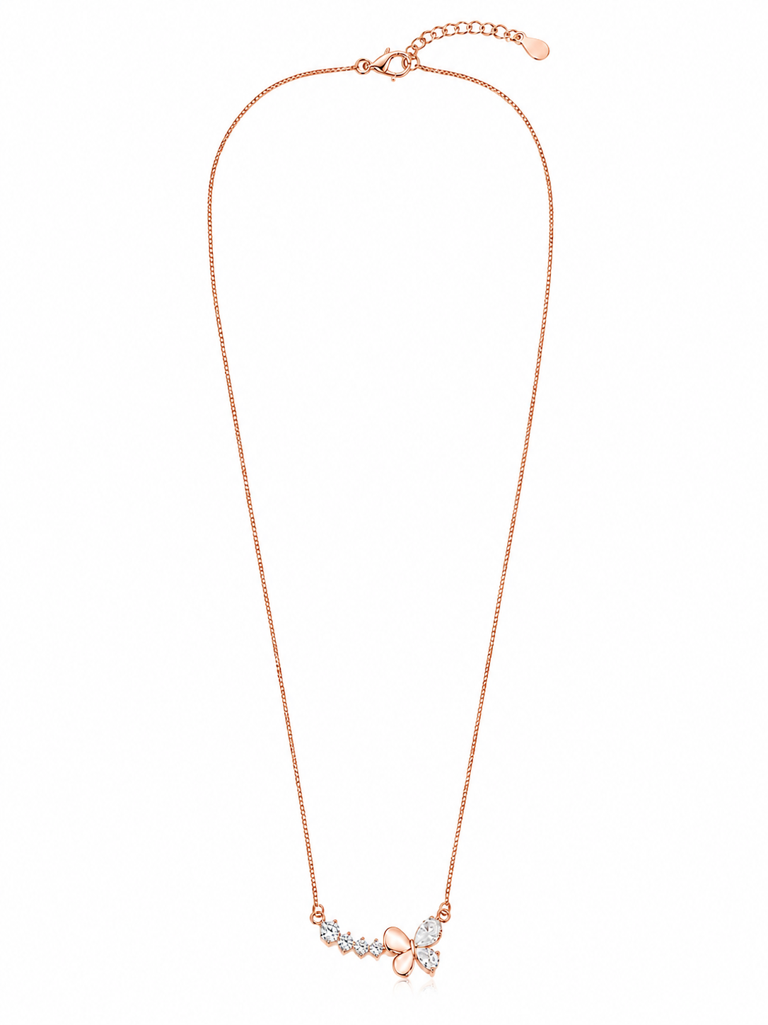925 Sterling Silver Minimalist Delicate Pendant Necklace - Rose Gold Finish - front view
