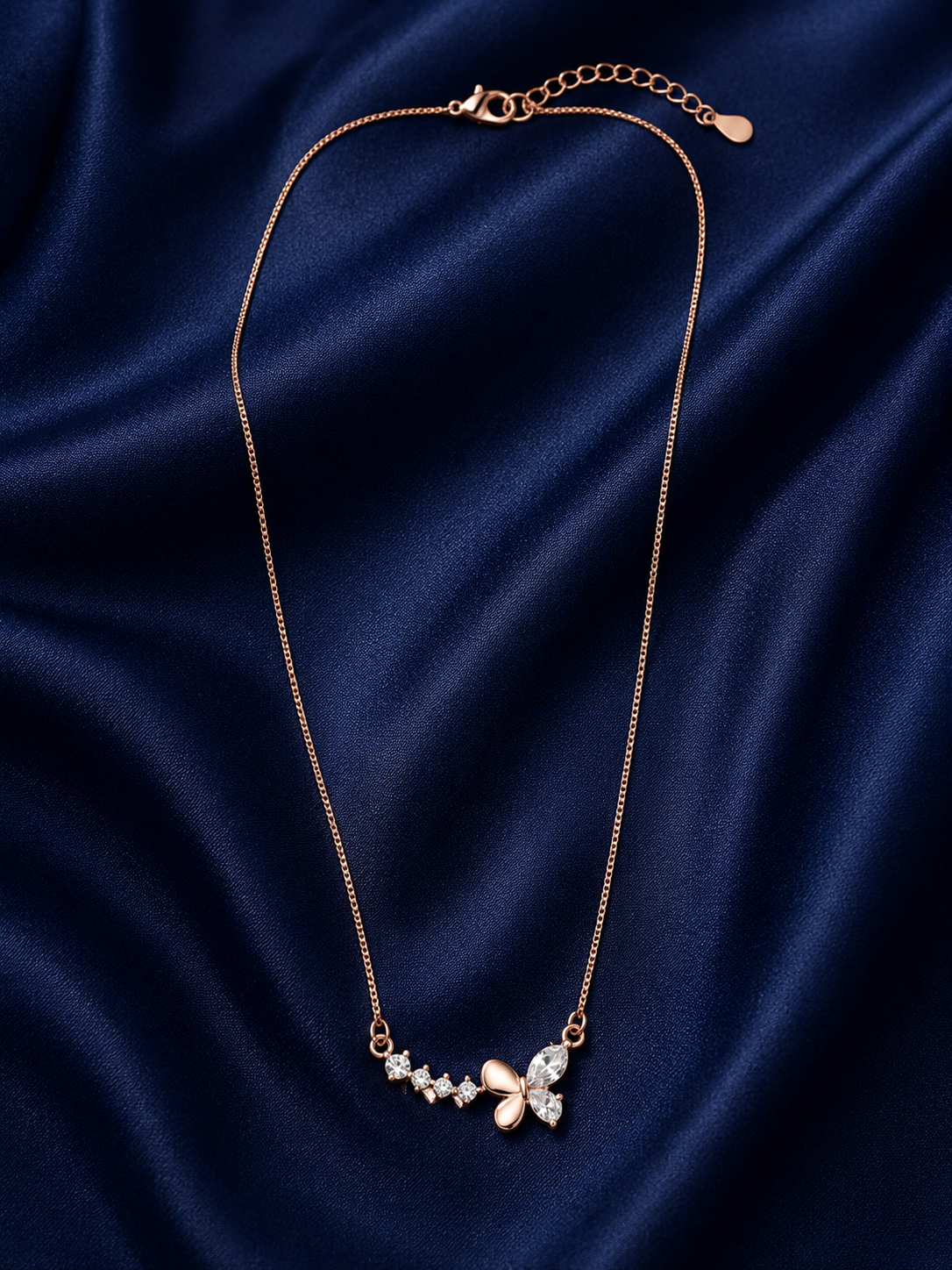 925 Sterling Silver Minimalist Delicate Pendant Necklace - Rose Gold Finish - alternate view