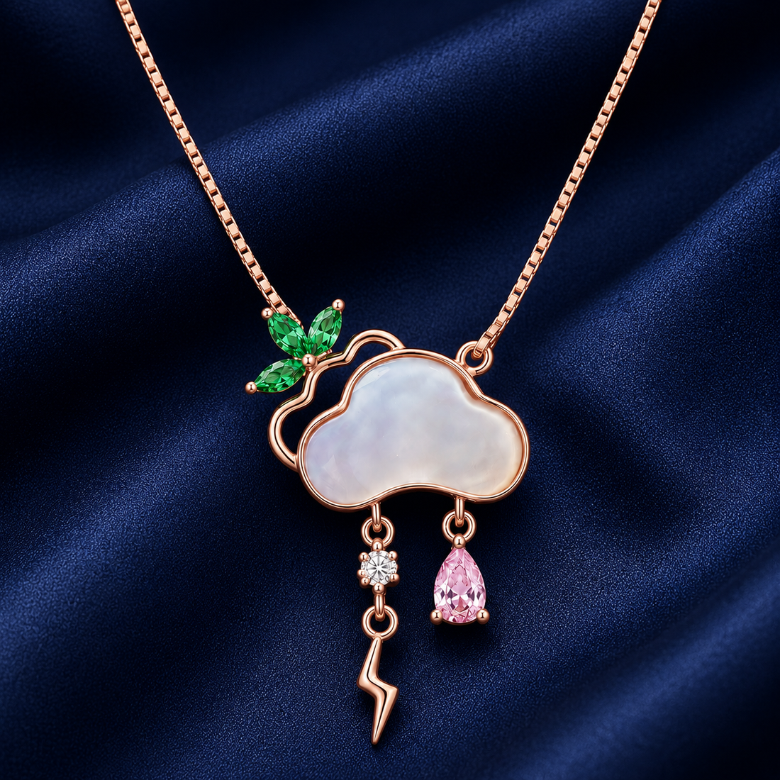 925 Sterling Silver Whimsical Unicorn Pendant Necklace - Rose Gold Finish - alternate view