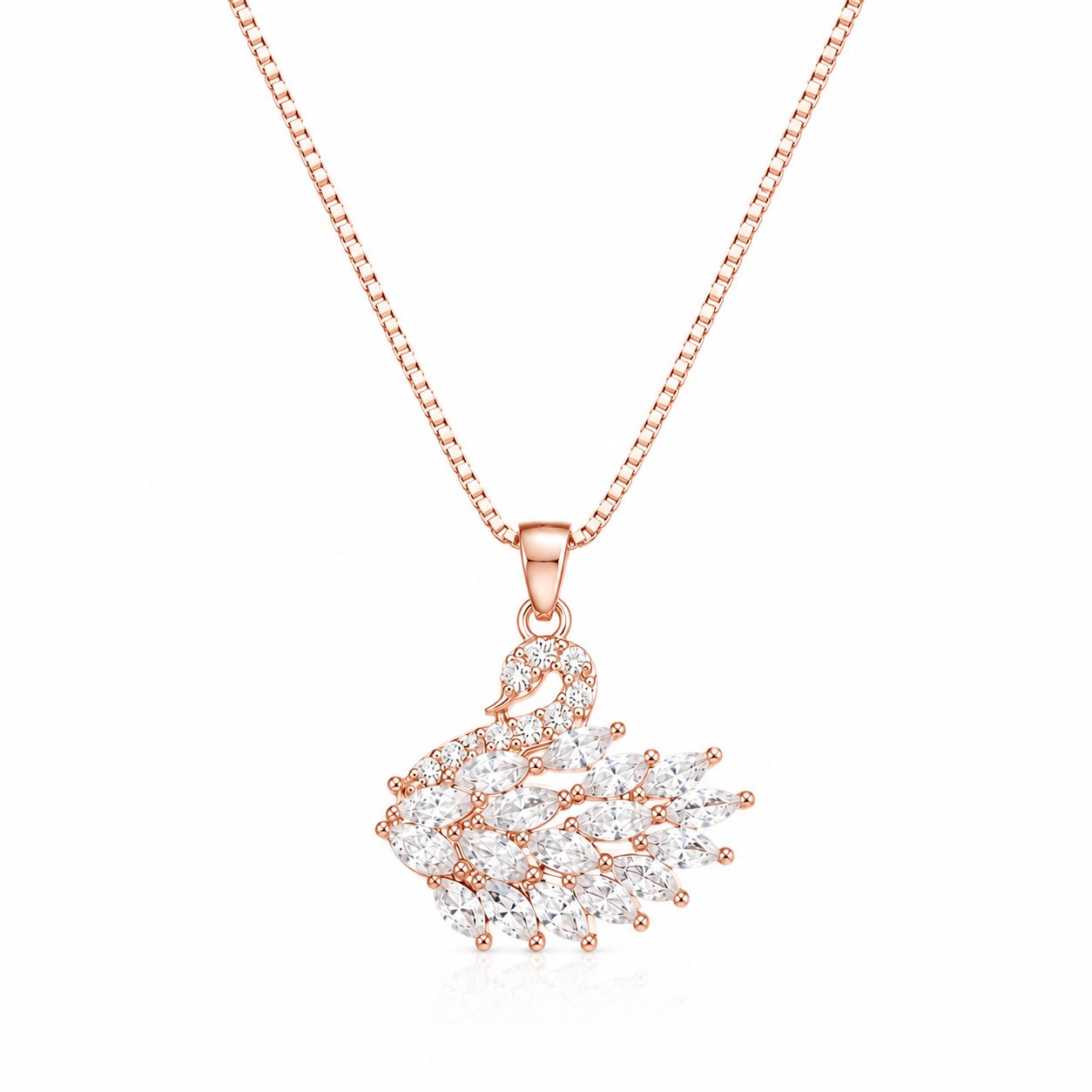 925 Sterling Silver Sunburst Floral Pendant Necklace - Rose Gold Finish - alternate view