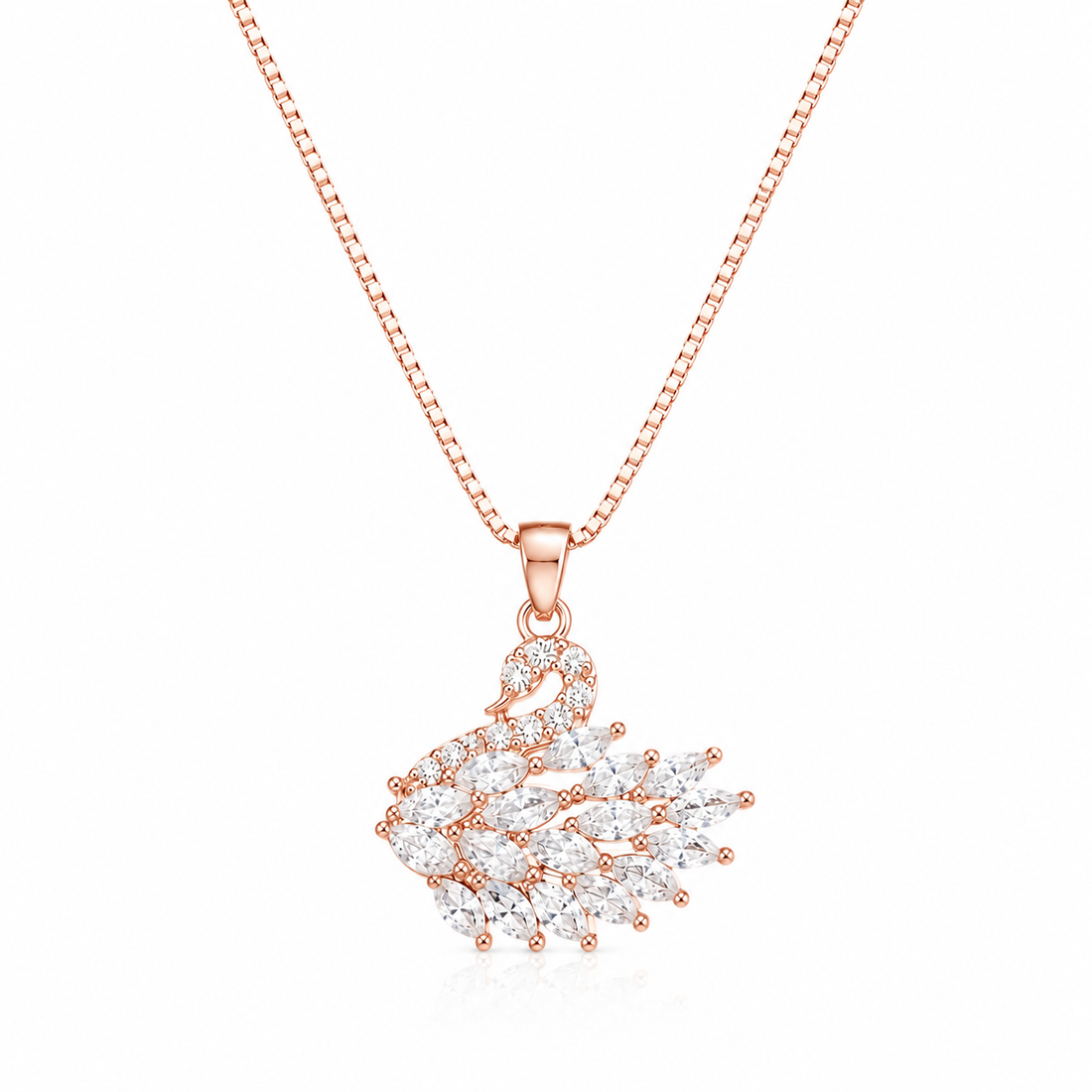 925 Sterling Silver Sunburst Floral Pendant Necklace - Rose Gold Finish - alternate view