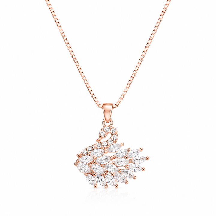 925 Sterling Silver Sunburst Floral Pendant Necklace - Rose Gold Finish - alternate view