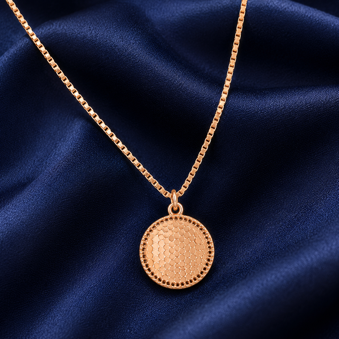 925 Sterling Silver Minimal Round Disc Pendant Necklace - Rose Gold Finish - alternate view