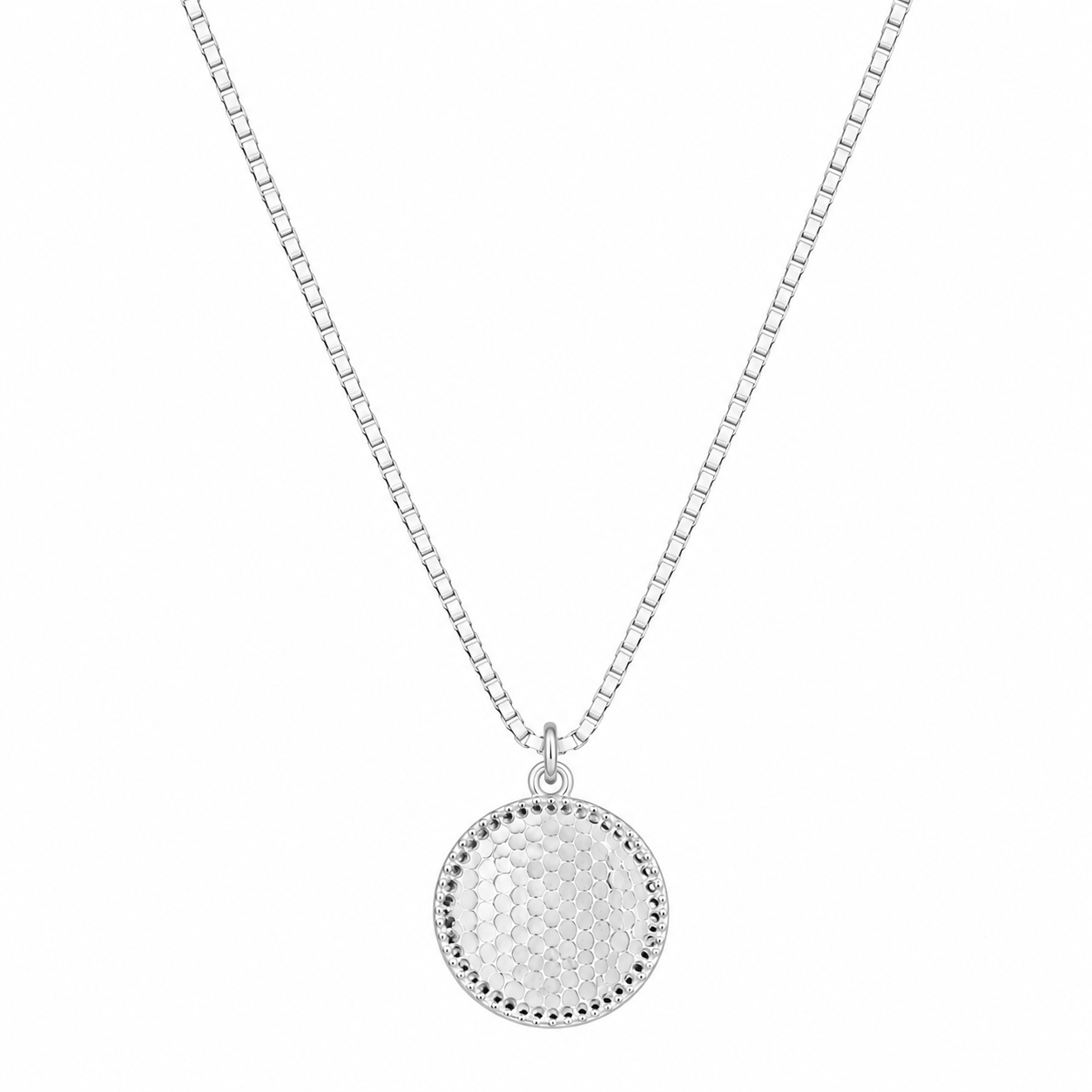 925 Sterling Silver Minimal Round Disc Pendant Necklace - Silver Finish - alternate view