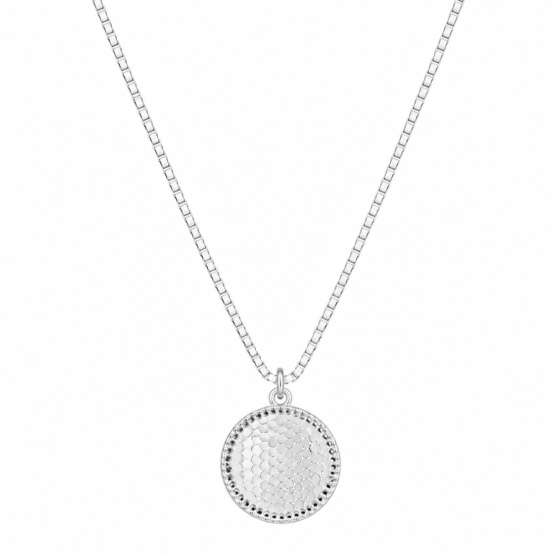 925 Sterling Silver Minimal Round Disc Pendant Necklace - Silver Finish - alternate view