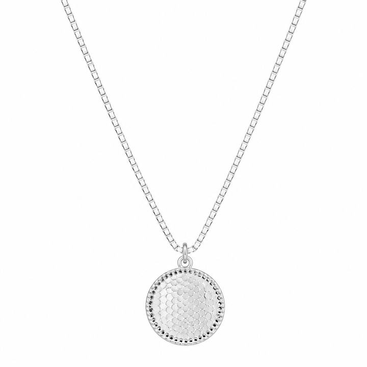 925 Sterling Silver Minimal Round Disc Pendant Necklace - Silver Finish - alternate view