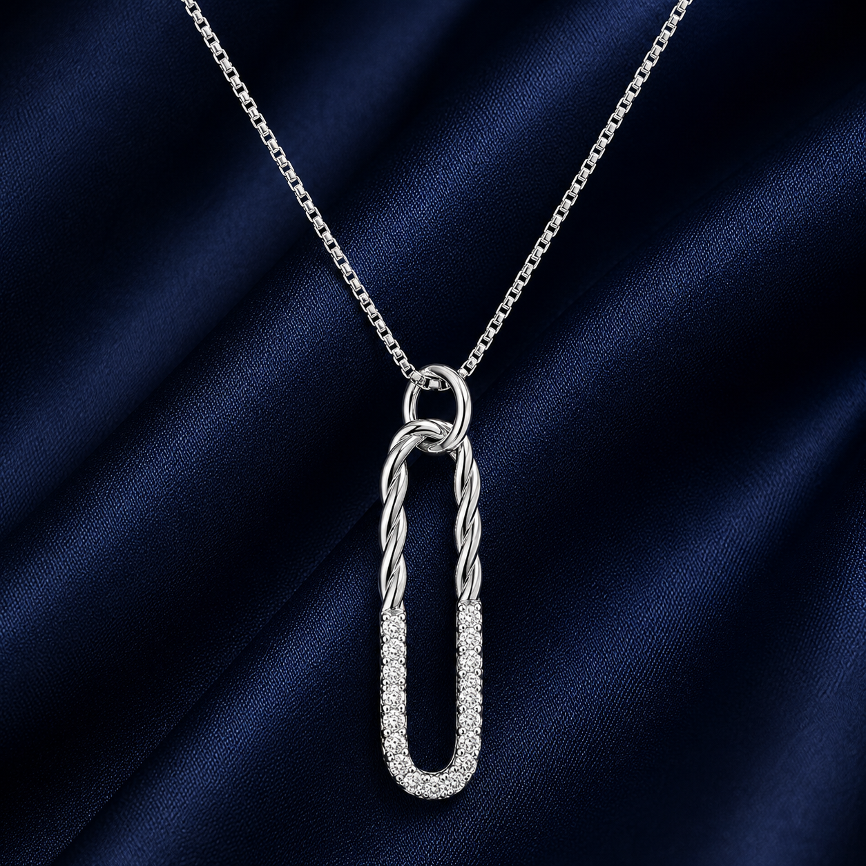 925 Sterling Silver Elongated Bar Pendant Necklace - Silver Finish - alternate view