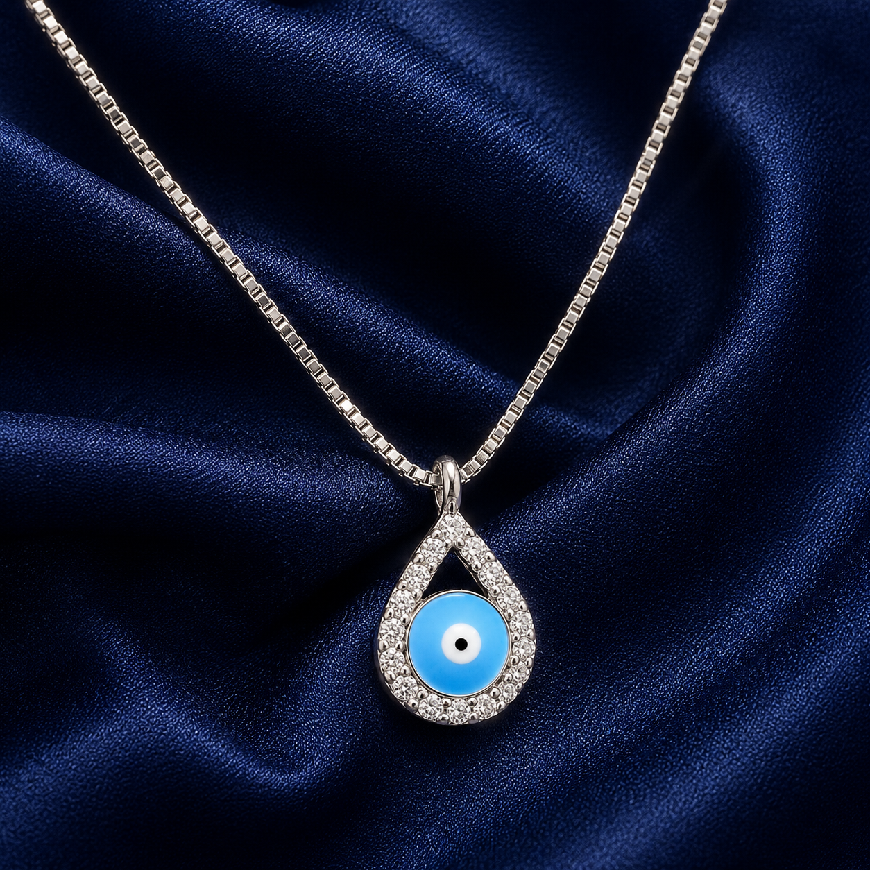 925 Sterling Silver Turquoise Round Drop Pendant Necklace - Silver Finish - alternate view