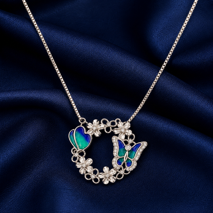 925 Sterling Silver Fan & Crescent Accent Pendant Necklace - Silver Finish - alternate view