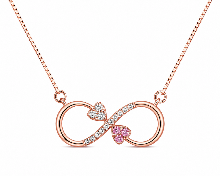 925 Sterling Silver Pink Infinity Pendant Necklace - Rose Gold Finish - alternate view