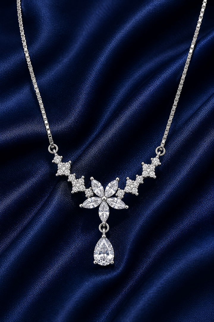 925 Sterling Silver Delicate Y-Drop Pendant Necklace - Silver Finish - alternate view