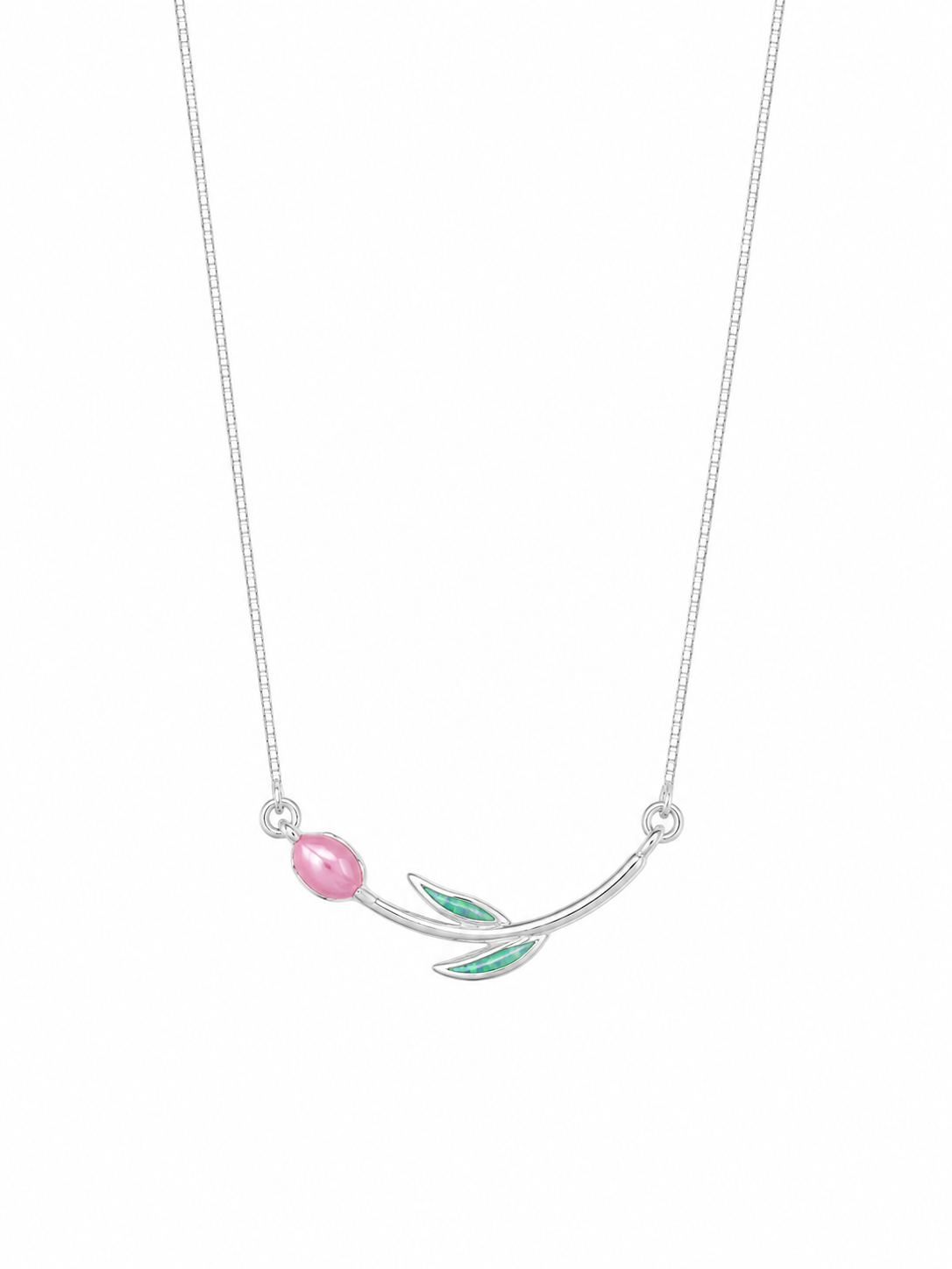 925 Sterling Silver Curved Bar Accent Pendant Necklace - Silver Finish - front view