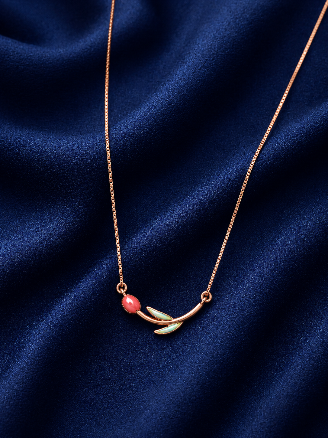 925 Sterling Silver Tulip Pendant Necklace - Rose Gold Finish - alternate view