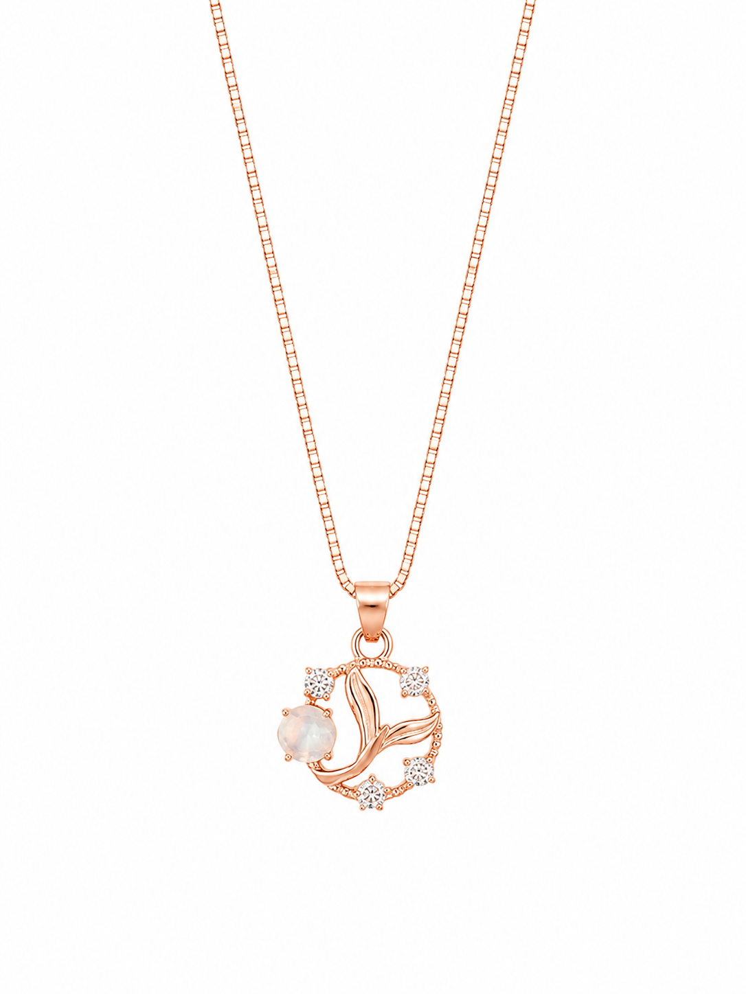 925 Sterling Silver Round Geometric Medallion Pendant Necklace - Rose Gold Finish - front view