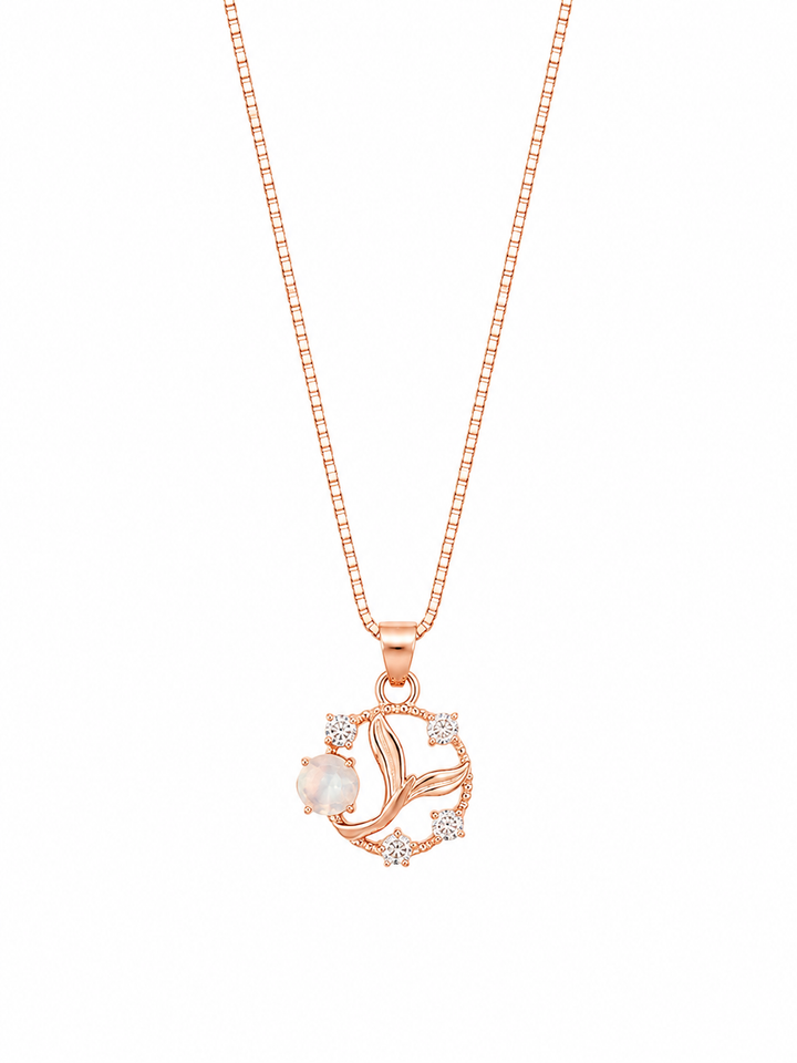 925 Sterling Silver Round Geometric Medallion Pendant Necklace - Rose Gold Finish - front view
