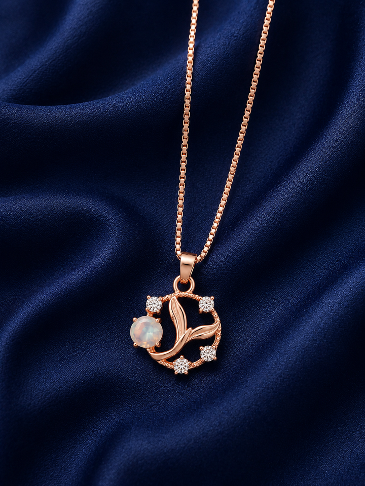 925 Sterling Silver Round Geometric Medallion Pendant Necklace - Rose Gold Finish - alternate view