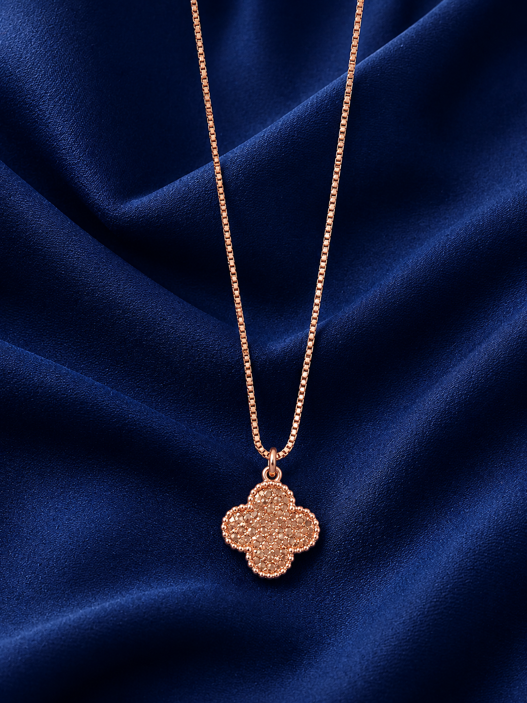 925 Sterling Silver Diamond Charm Pendant Necklace - Rose Gold Finish - alternate view