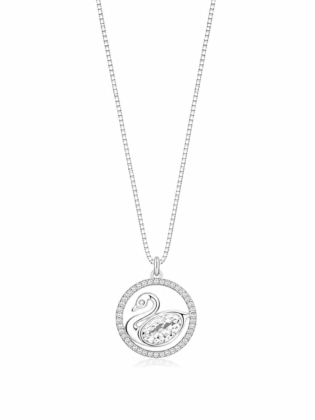 925 Sterling Silver Circular Halo Pendant Necklace - Silver Finish - front view