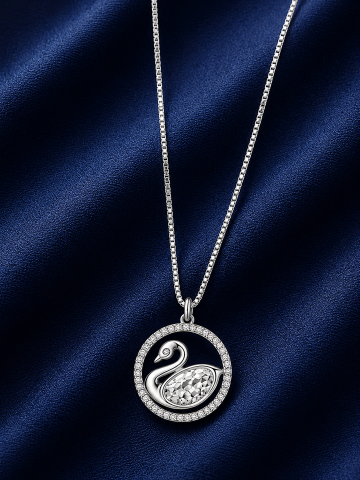 925 Sterling Silver Circular Halo Pendant Necklace - Silver Finish - alternate view