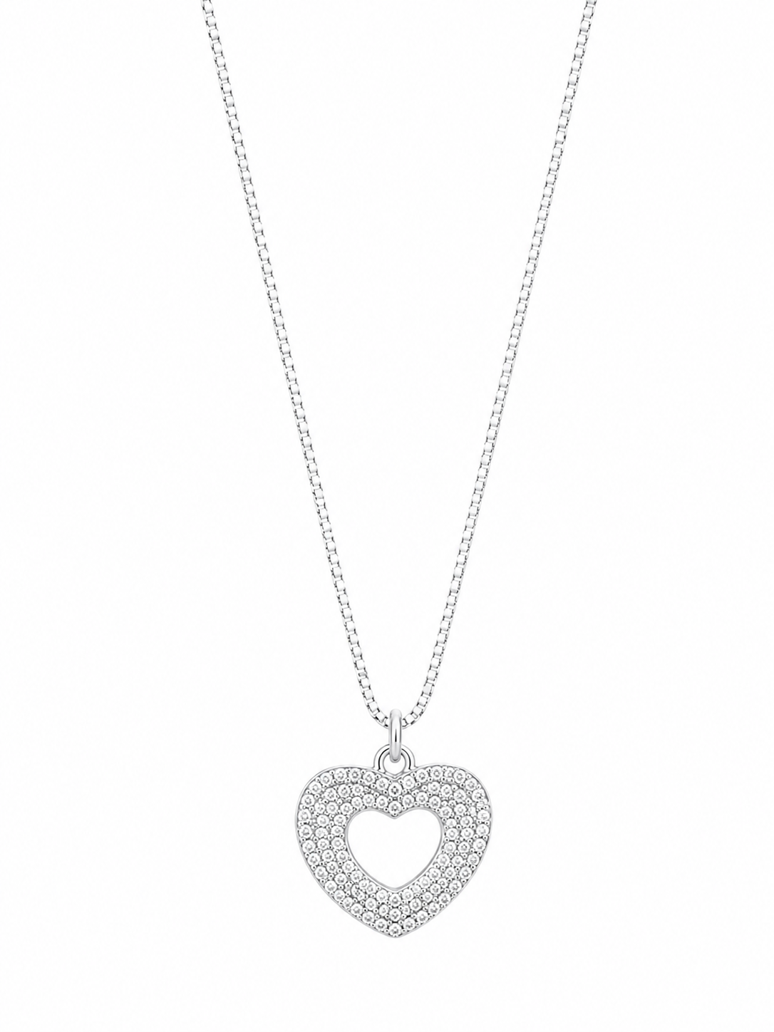 925 Sterling Silver Oval Outline Pendant Necklace - Silver Finish - front view