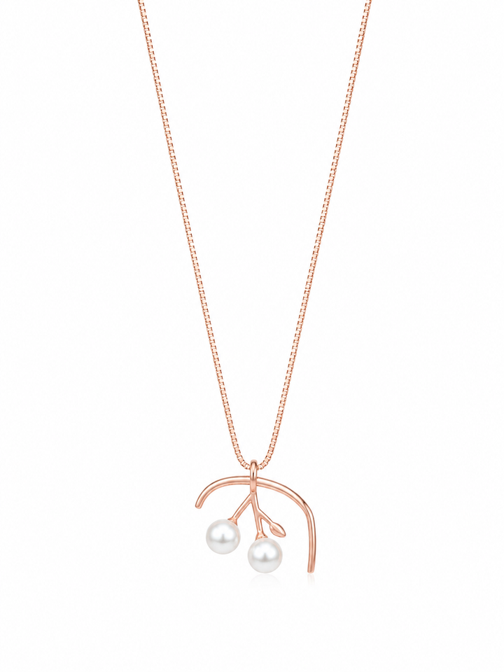 925 Sterling Silver Abstract Knot Pendant Necklace - Rose Gold Finish - front view