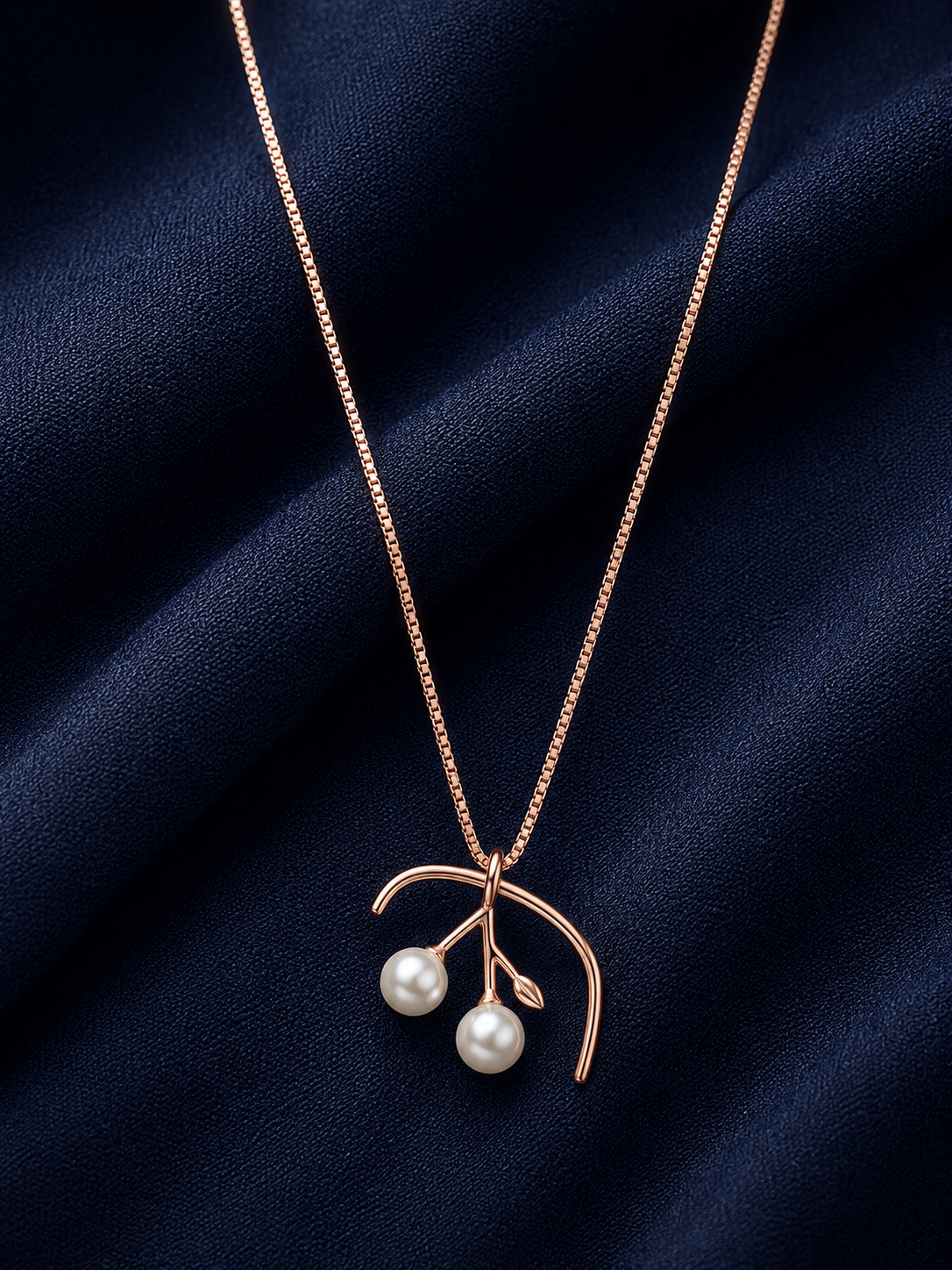 925 Sterling Silver Abstract Knot Pendant Necklace - Rose Gold Finish - alternate view