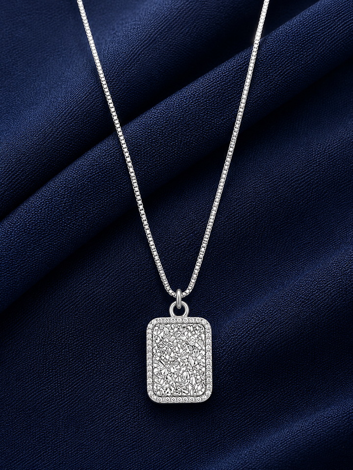 925 Sterling Silver Rectangular Pendant Pendant Necklace - Silver Finish - alternate view