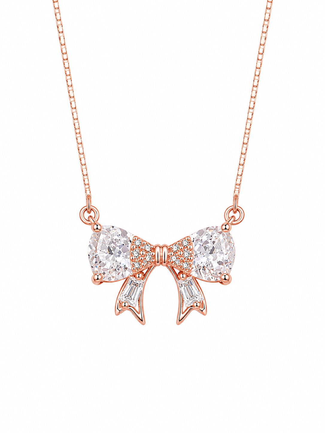 925 Sterling Silver Butterfly Wing Pendant Necklace - Rose Gold Finish - front view