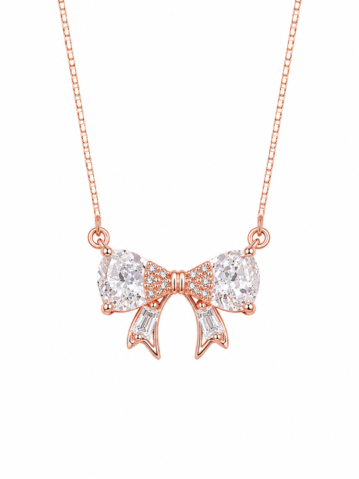 925 Sterling Silver Butterfly Wing Pendant Necklace - Rose Gold Finish - front view