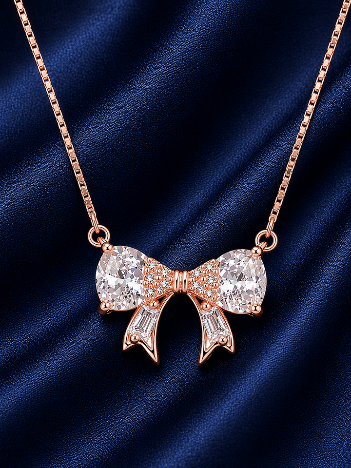 925 Sterling Silver Butterfly Wing Pendant Necklace - Rose Gold Finish - alternate view