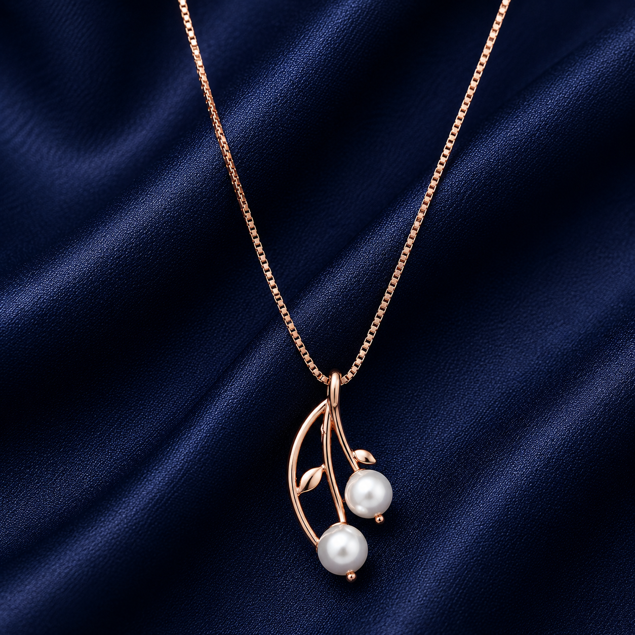 925 Sterling Silver Flame Leaf Drop Pendant Necklace - Rose Gold Finish - alternate view