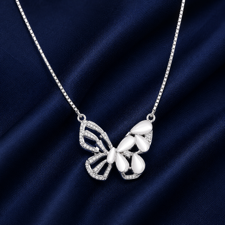 925 Sterling Silver Butterfly Pendant Necklace - Silver Finish - alternate view