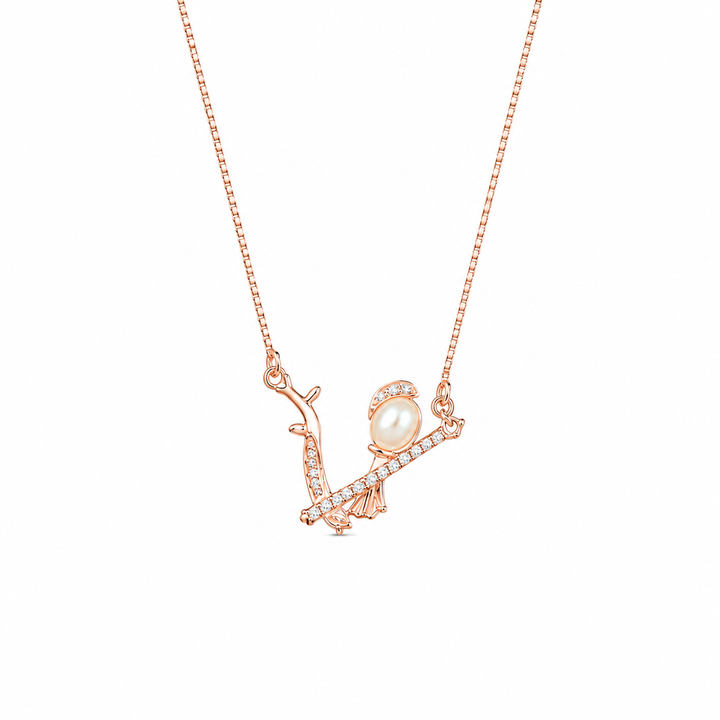 925 Sterling Silver Angular V-Bar Pendant Necklace - Rose Gold Finish - front view