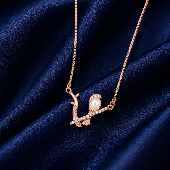 925 Sterling Silver Angular V-Bar Pendant Necklace - Rose Gold Finish - alternate view