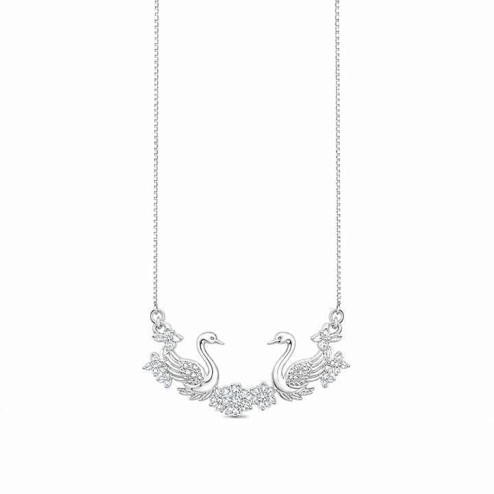 925 Sterling Silver Floral Branch Pendant Necklace - Silver Finish - front view